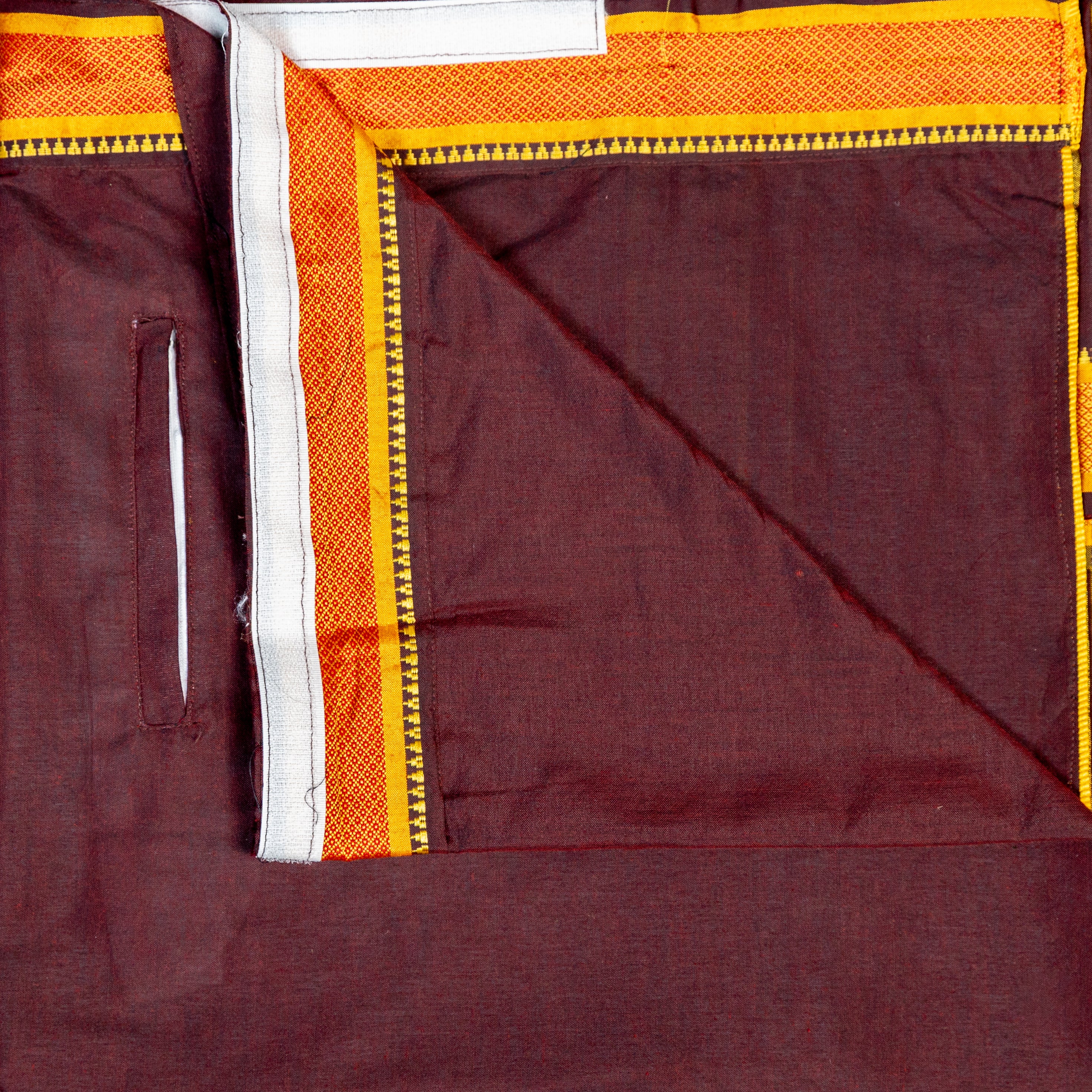 Kerala Mural Heritage Maroon Colour Velcro Dhoti with Pocket – Screen Printed Edition