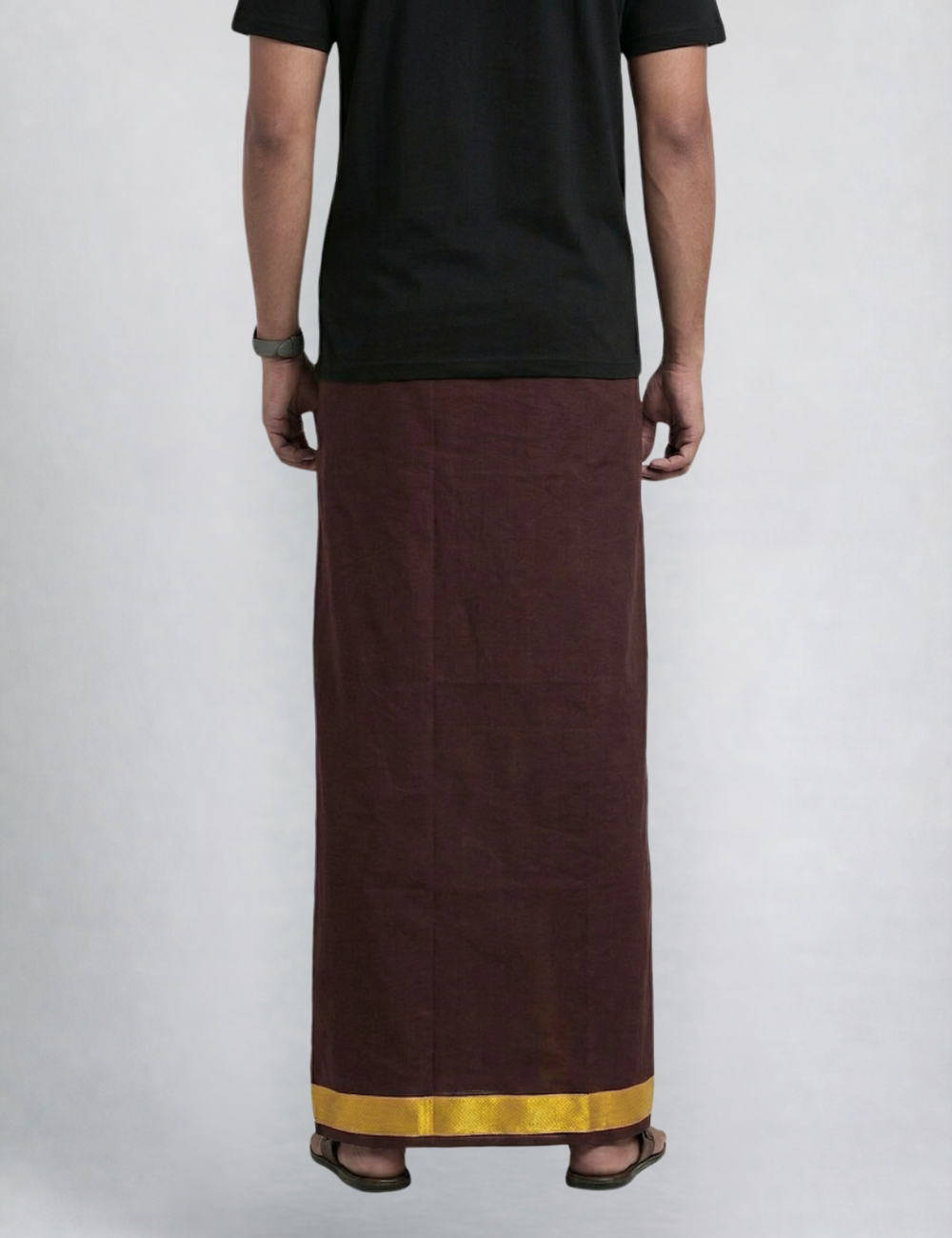 Wine Maroon Jari Border Cotton Blend  Single Layer Dhoti – Rajamanikkam Edition