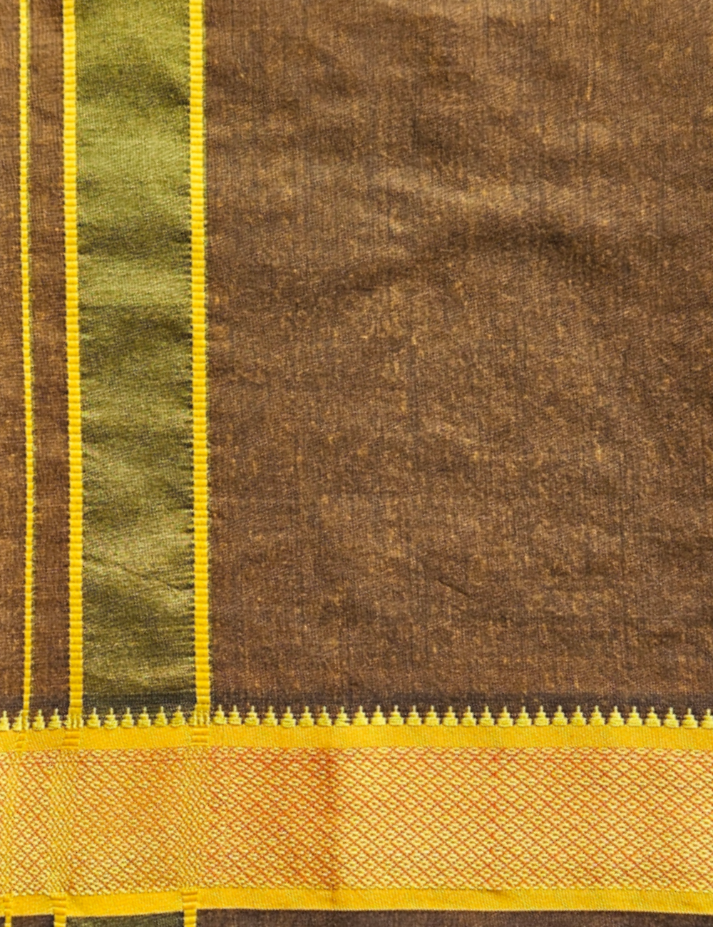 Olive Brown & Deep Maroon Colour Cotton Blend Single Layer Dhoti Combo (Padayappa Border) | Pack Of 2