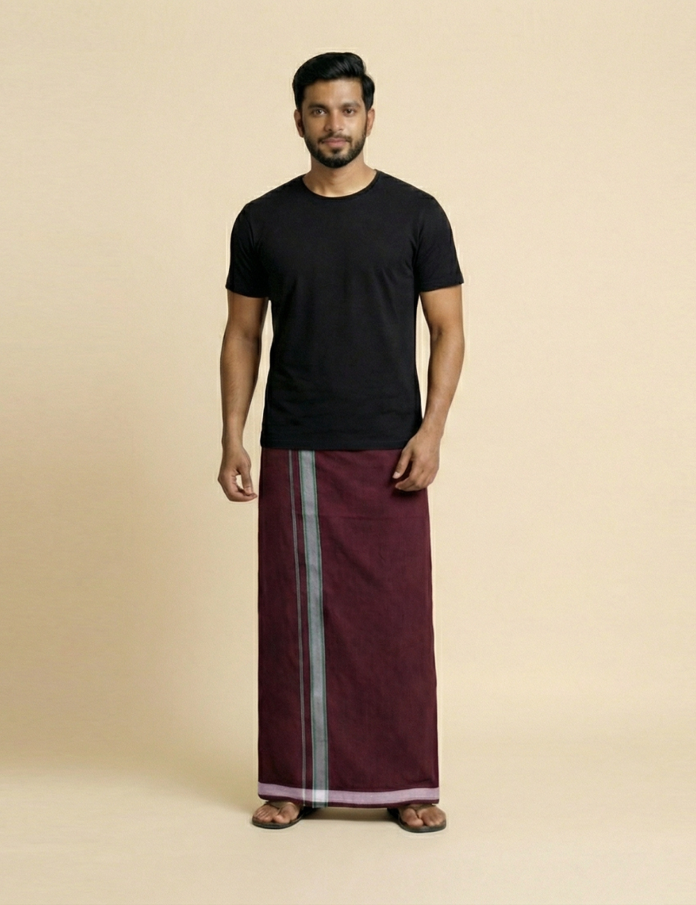 Rust Brown & Deep Maroon Colour Cotton Blend Single Layer Dhoti | Pack Of 2