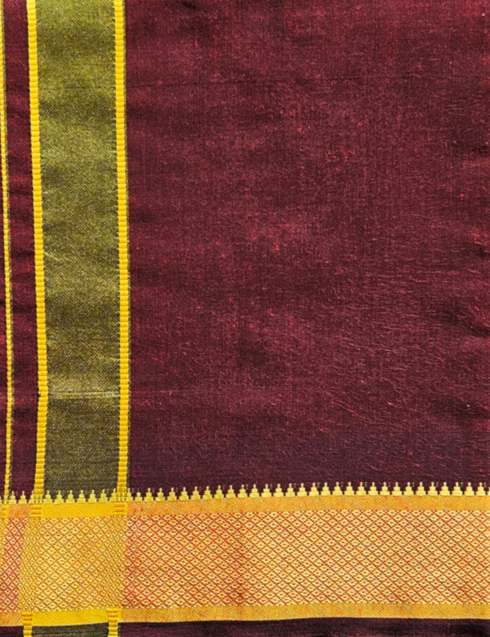 Olive Brown & Maroon Cotton Blend Single Layer Dhoti Combo (Padayappa Border) | Pack Of 2