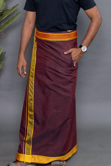 Maroon Colour Dhoti for Men with Velcro & Pocket – Premium Everyday Wear