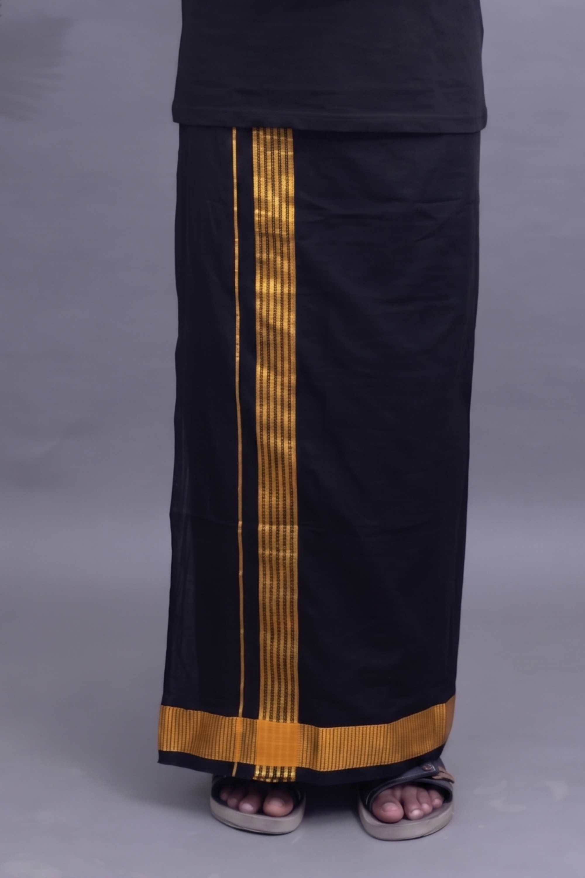 Black Fancy Border Cotton Blend  Single Layer Dhoti – Rajamanikkam Edition