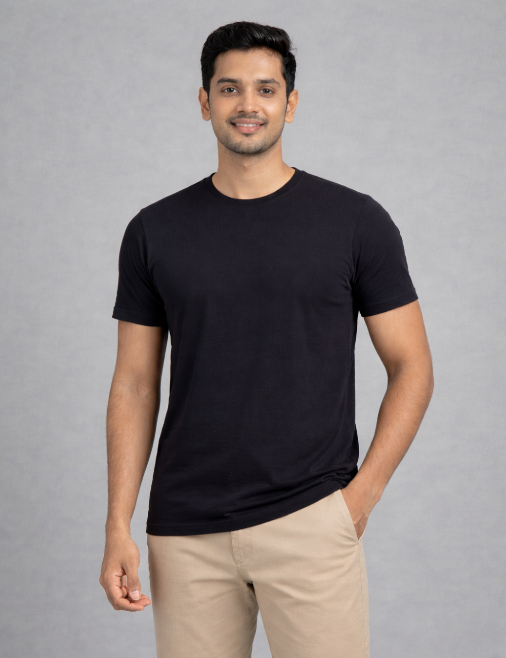 Black Round-Neck T-Shirt 100% Cotton – Everyday Essential