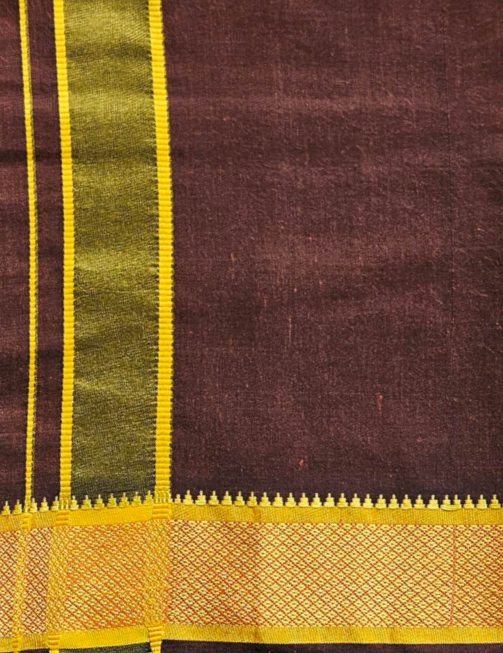 Whine Brown & Violet Colour Cotton Blend Single Layer Dhoti Combo (Padayappa Border) | Pack Of 2