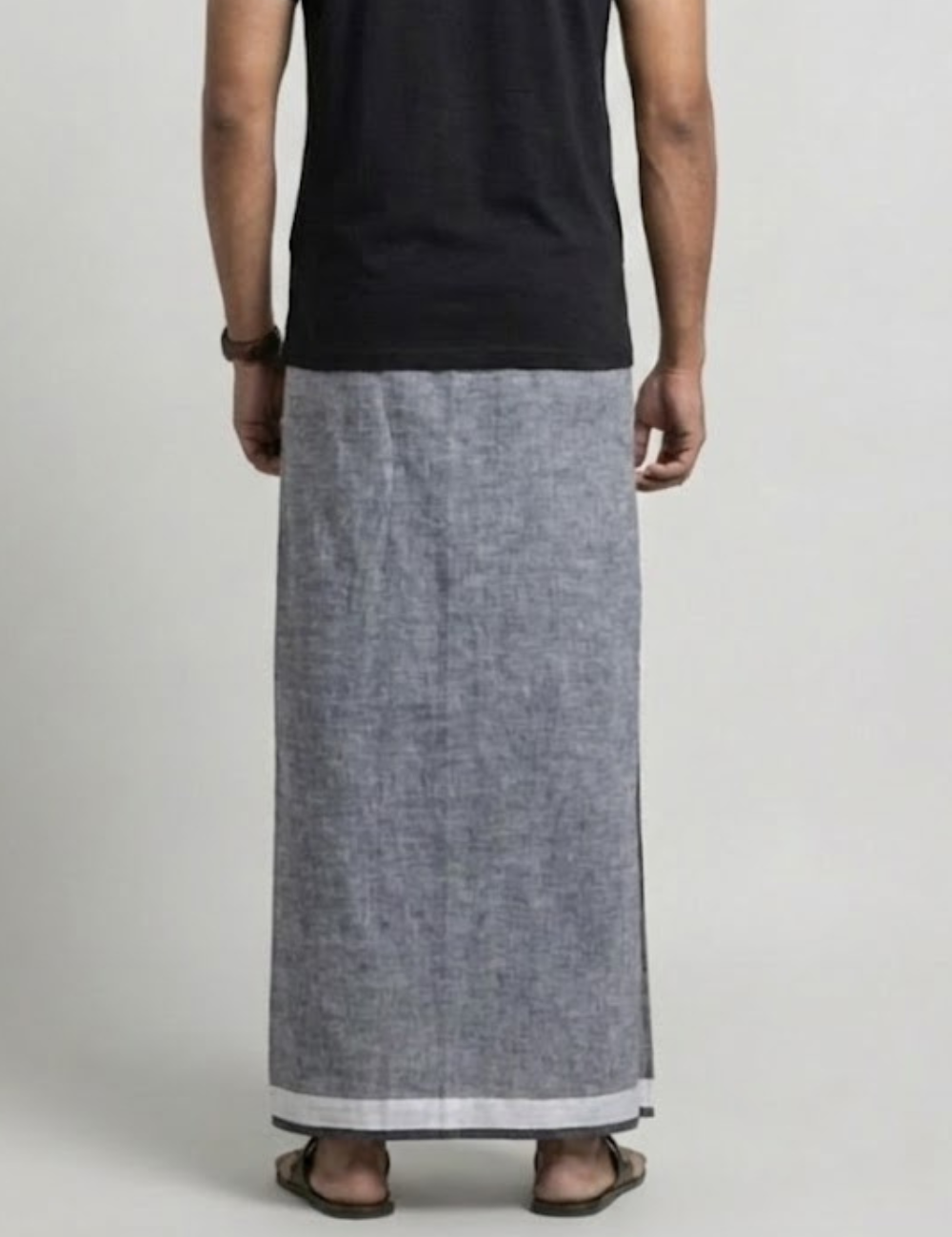 Grey Cotton Blend Single Layer Dhoti With Fancy Border– Daily Wear