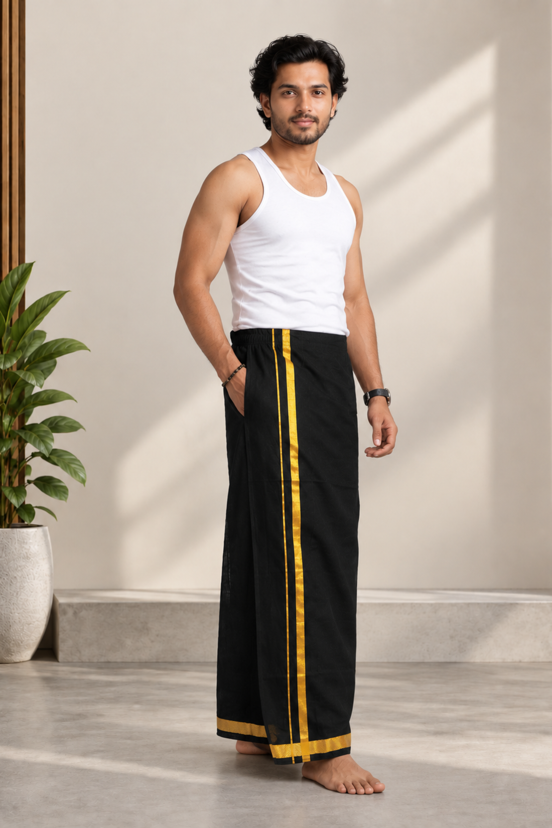 Black Ready-to-Wear Dhoti