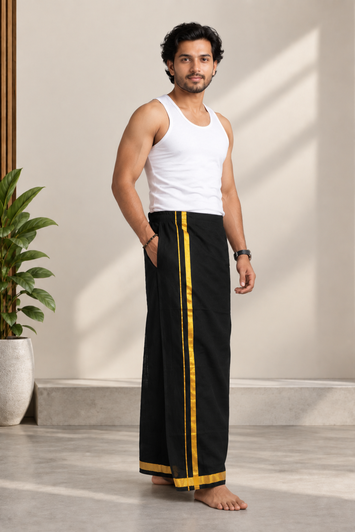 Black Ready-to-Wear Dhoti