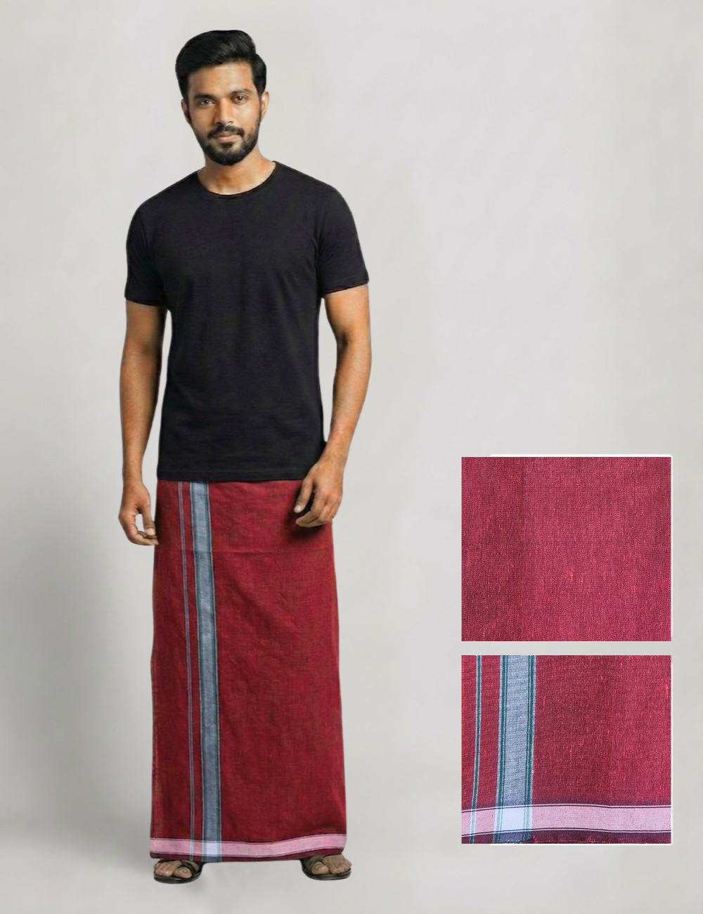 Culture Statement Combo – Black T-Shirt with 3 Cotton-Blend Dhotis