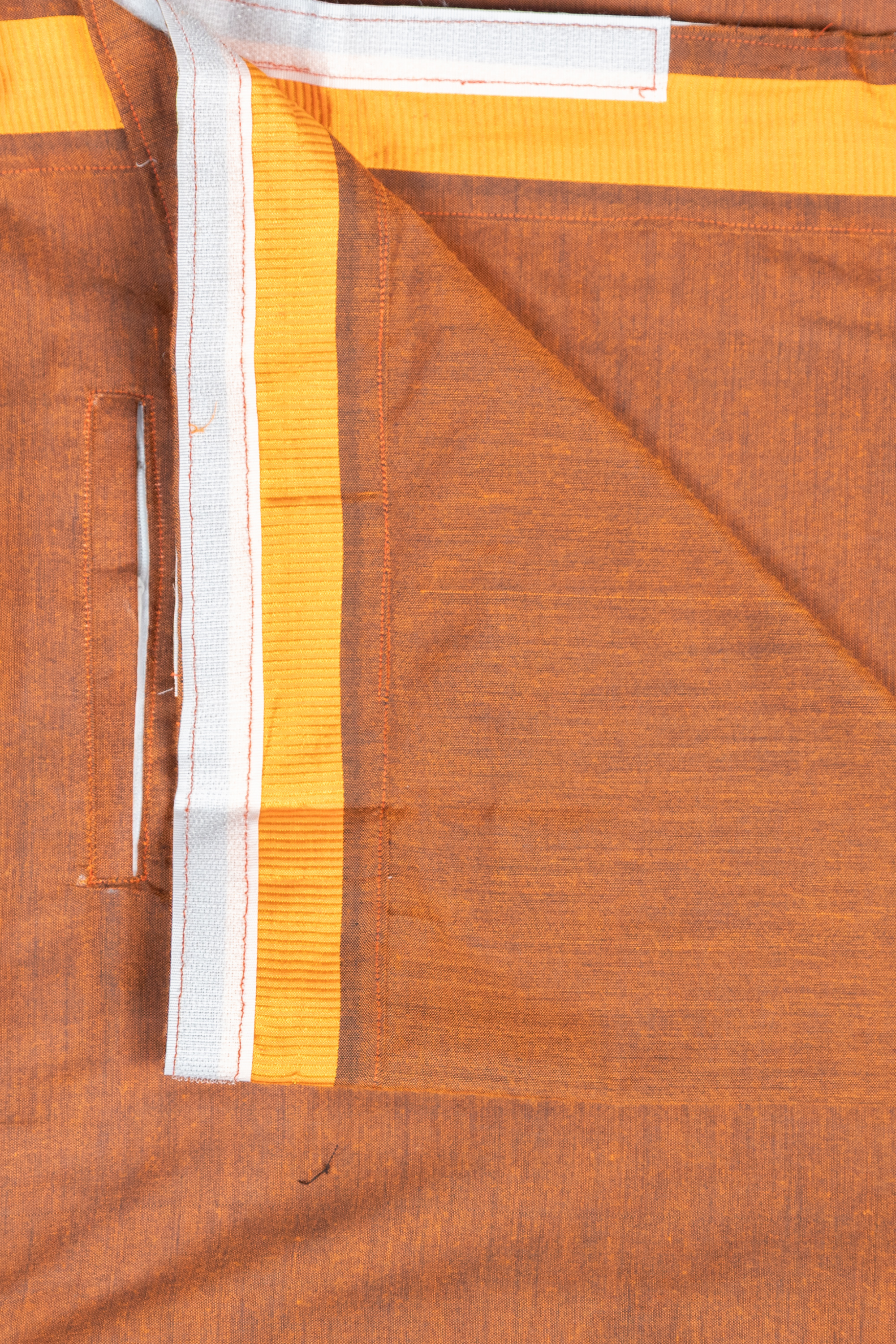 Rust Brown Colour Dhoti for Men with Velcro & Pocket – Fancy Border Comfort Wear