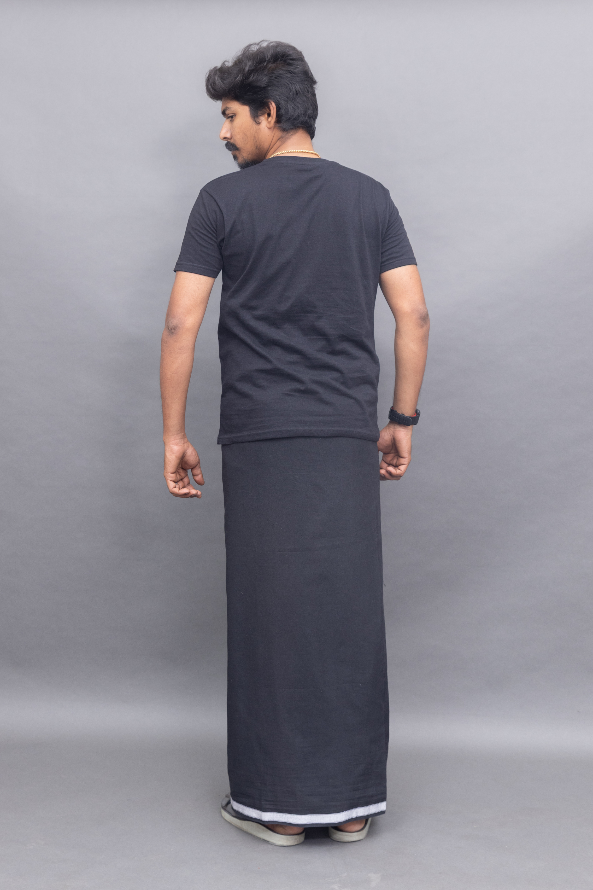 Black Round-Neck T-Shirt + Black Dhoti Combo | Modern Ethnic Daily Wear Set for Men