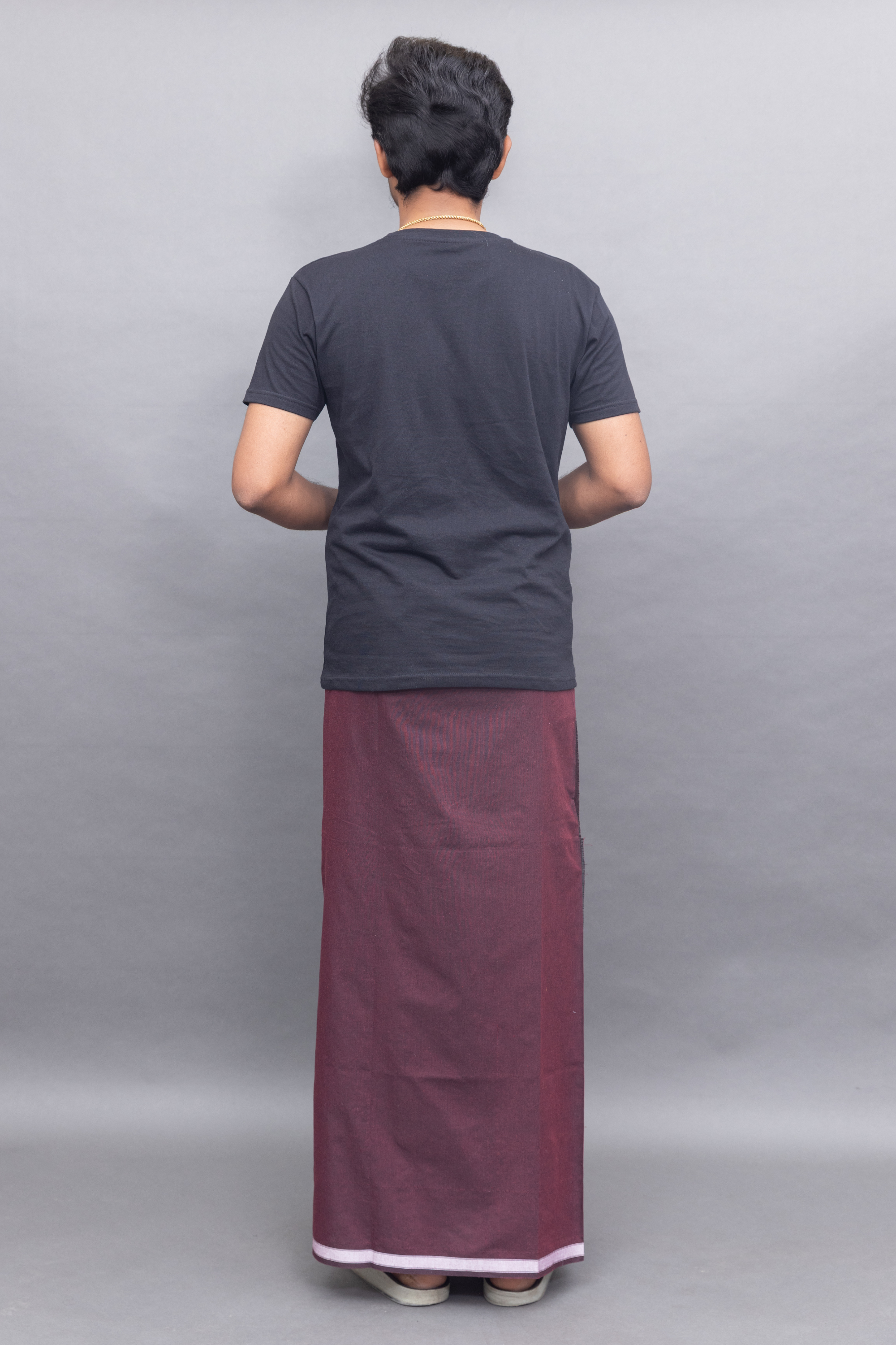 Black T-Shirt + Deep Maroon Colour Dhoti Combo | Daily Wear South Indian Style Set for Men