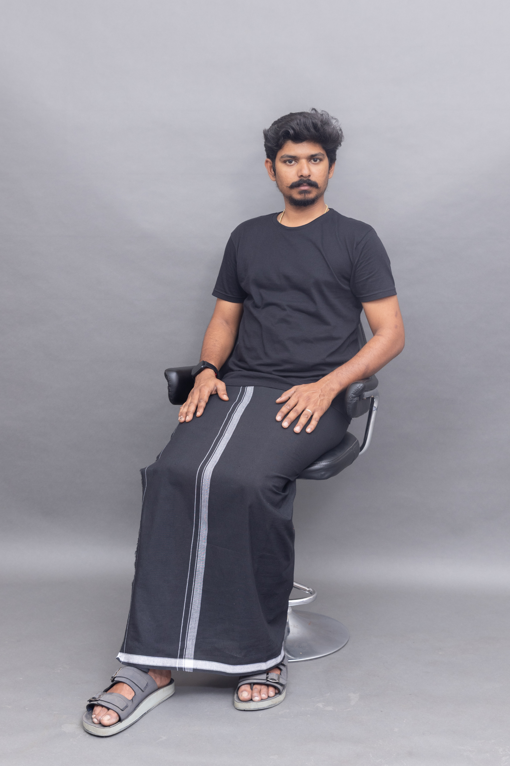 Black Round-Neck T-Shirt + Black Dhoti Combo | Modern Ethnic Daily Wear Set for Men
