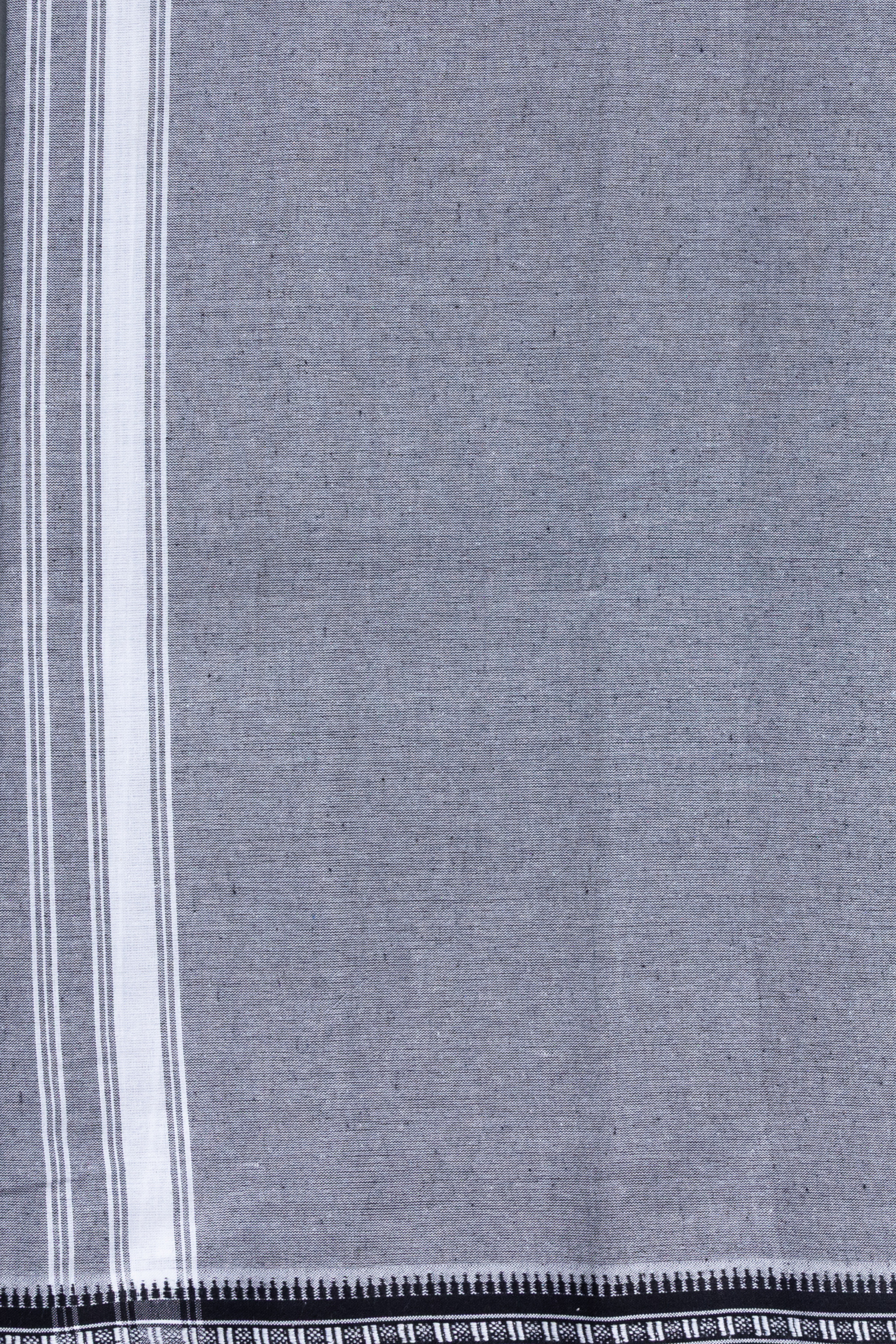 Navy Blue T-Shirt & Ash Grey Cotton Dhoti Combo for Men | Thalapathy Border| Single Layer | Comfortable Dhoti Set