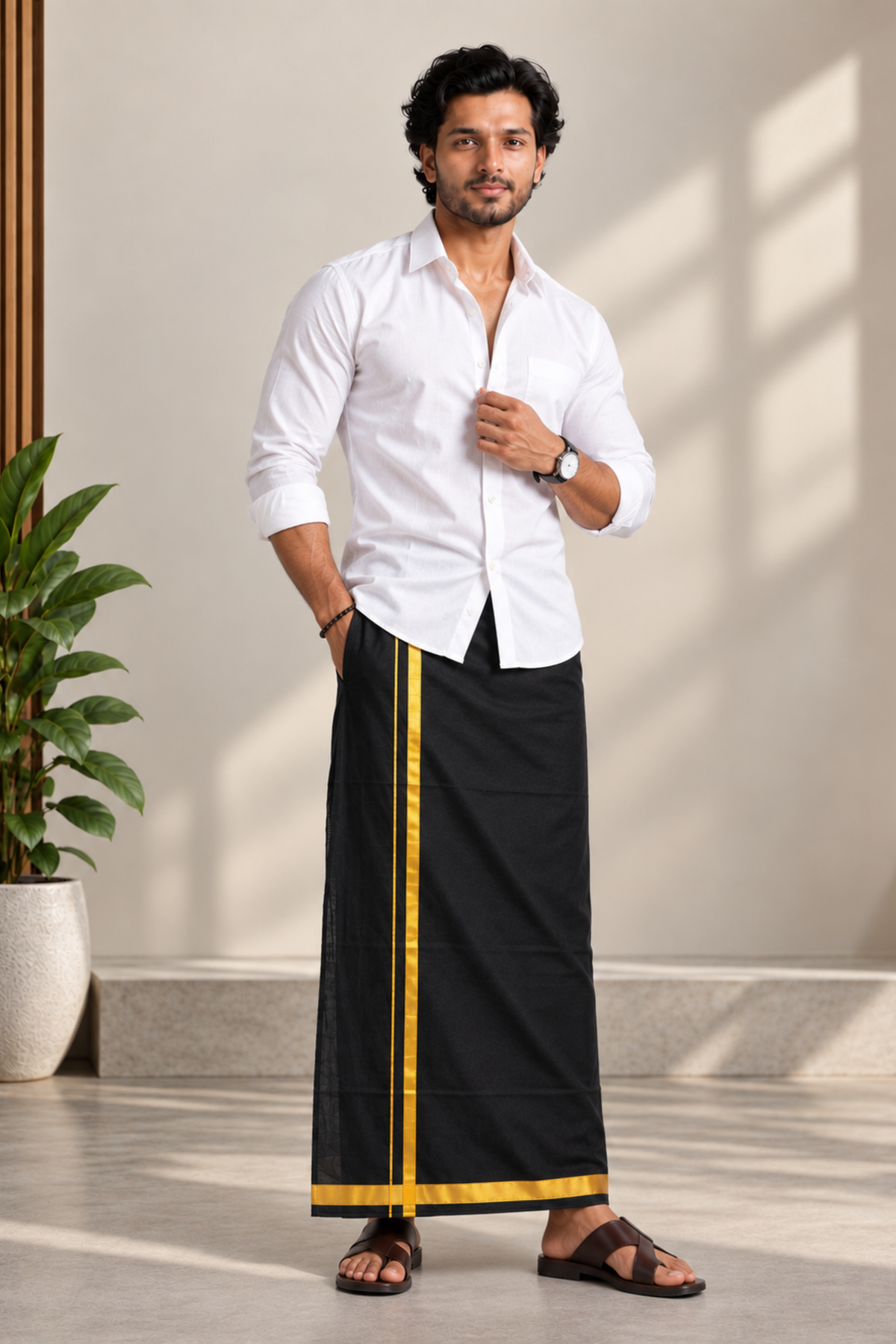 Black Ready-to-Wear Dhoti