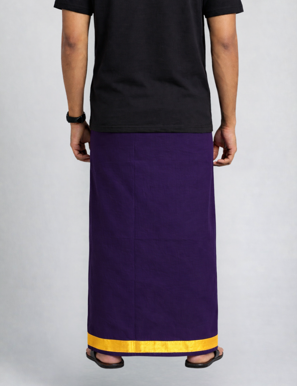 Deep Purple Jari Border Cotton Blend  Single Layer Dhoti – Rajamanikkam Edition
