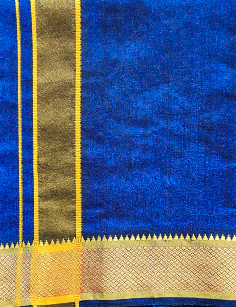 Royal Blue & Deep Maroon Colour Cotton Blend Single Layer Dhoti Combo (Padayappa Border) | Pack Of 2