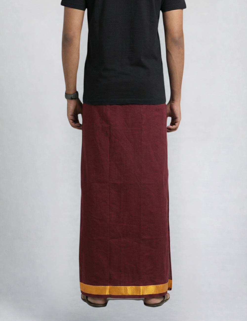 Maroon Jari Border Cotton Blend  Single Layer Dhoti – Rajamanikkam Edition