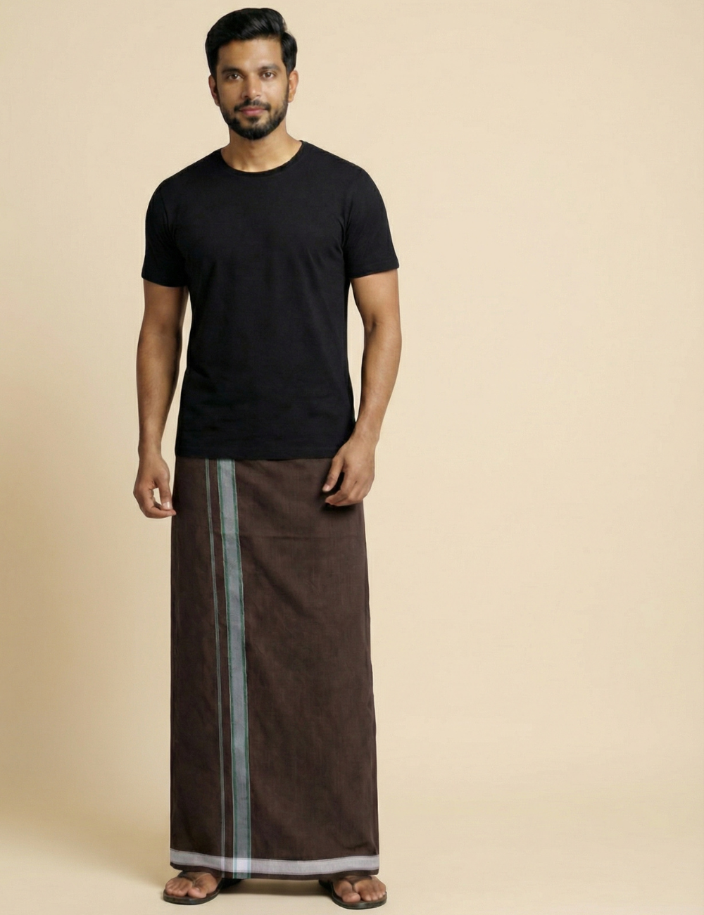 Brown & Grey Colour Cotton Blend Single Layer Dhoti | Pack Of 2