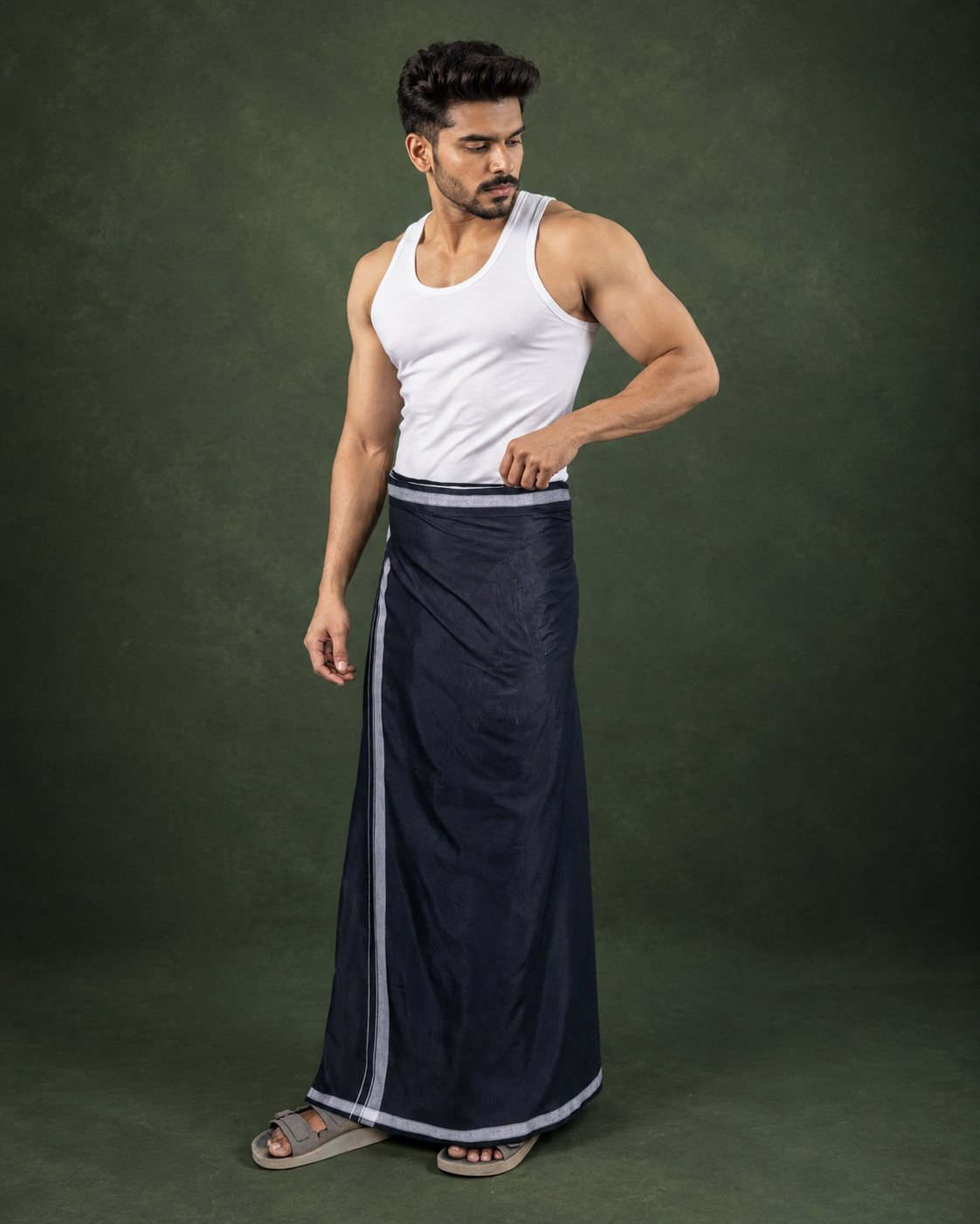 Black Velcro Dhoti with Pocket