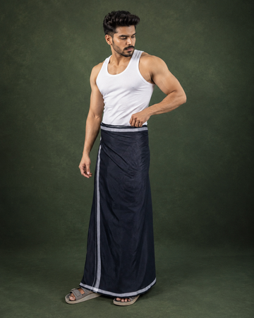 Black Velcro Dhoti with Pocket