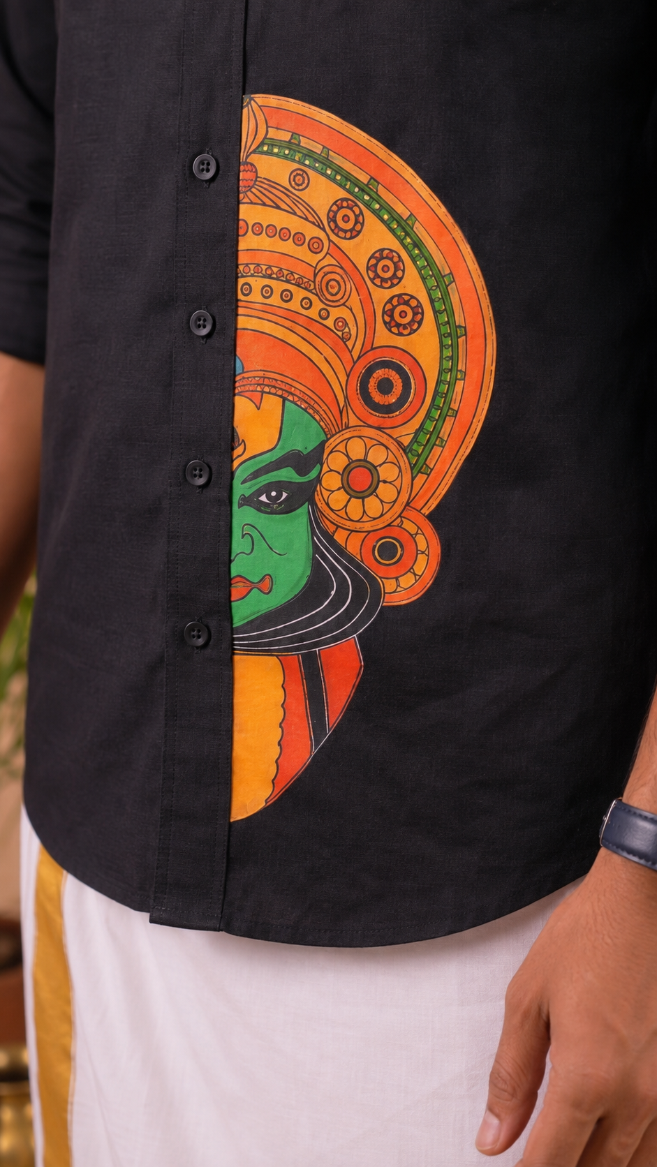 Pure Cotton Full Sleeve Black Shirt – Kathakali Half Face