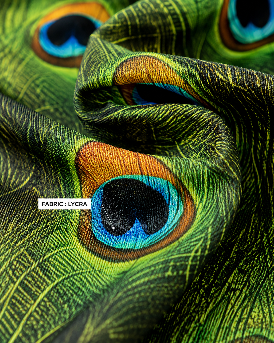 Lycra Blend Fabric Half Sleeve Peacock's Feather Printed Shirt