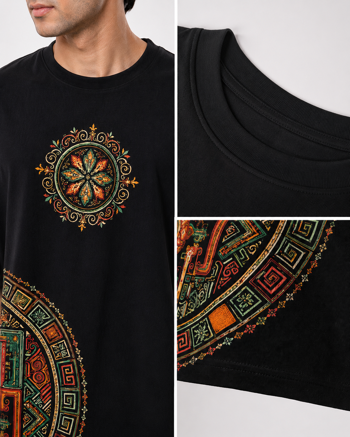 Oversized Black Printed T-Shirt for Men