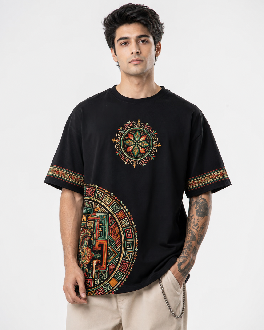 Oversized Black Printed T-Shirt for Men