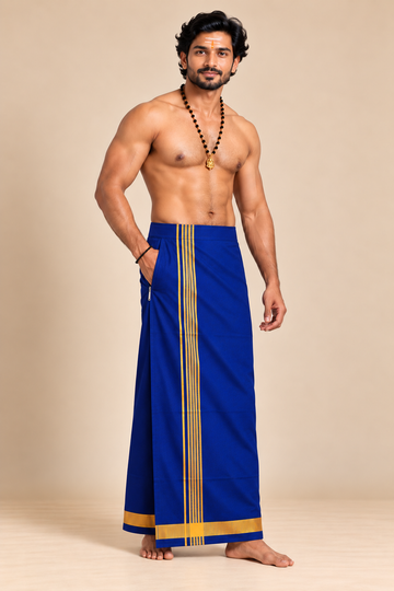 Navy Blue Velcro Pocket Dhoti
