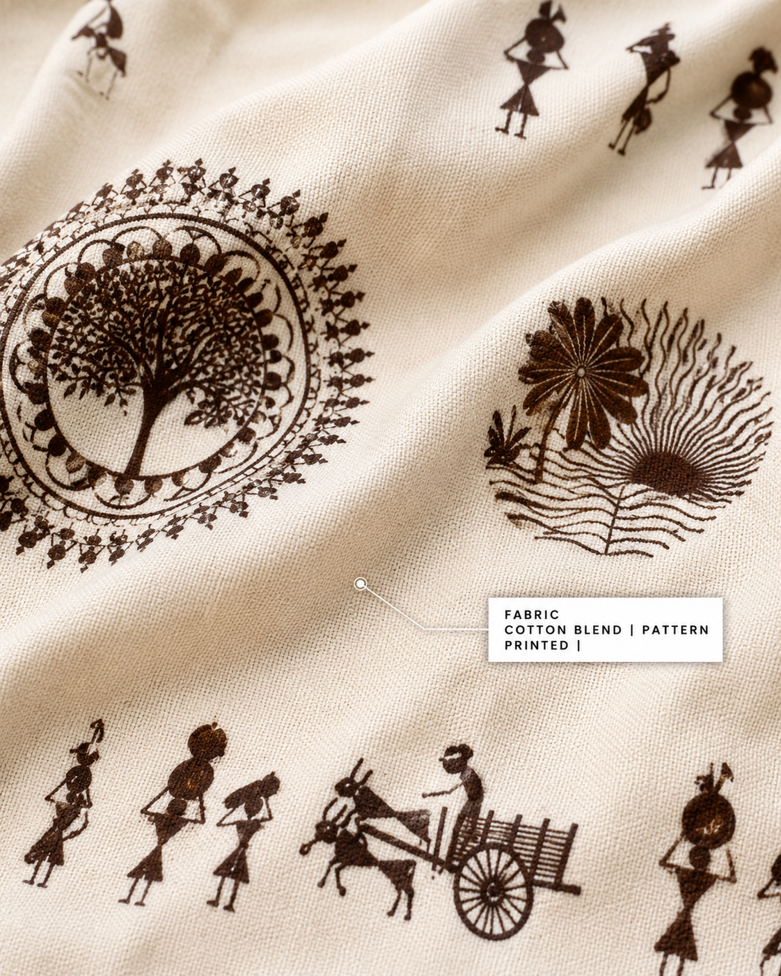 Men's Cotton Blend Cult Warli Art Printed Casual Shirt