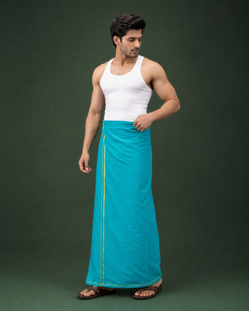 Green Kambi Kara Velcro Dhoti with Pocket