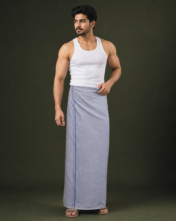 Grey Colour Dhoti for Men with Velcro & Pocket – Casual Comfort Veshti