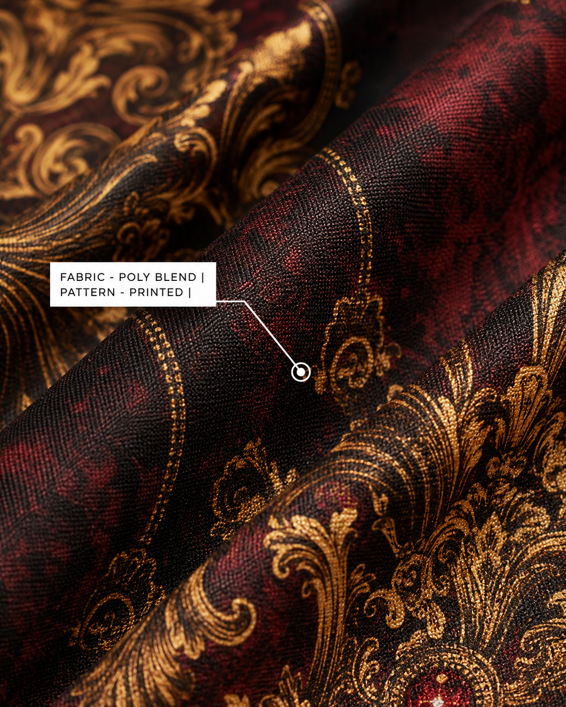 Men's Royal Floral Printed Maroon Party Wear Full Sleeve Shirt