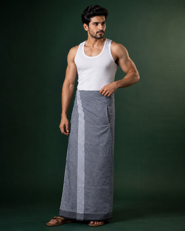 Silver Vari Kara Velcro Dhoti with Pocket