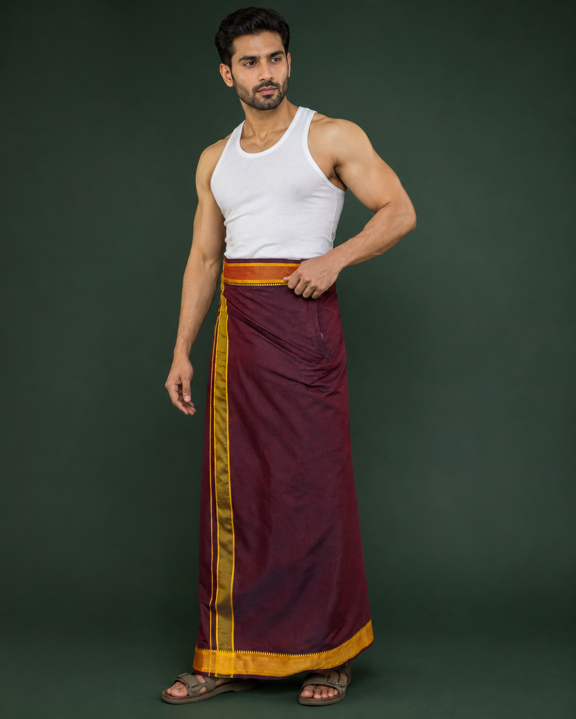 Maroon Velcro Dhoti with Pocket
