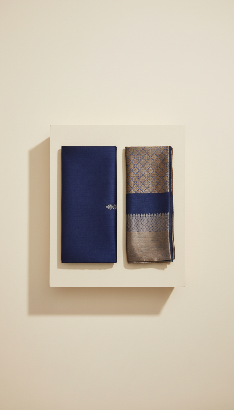 Luxury curated combo set with tailored angavastram